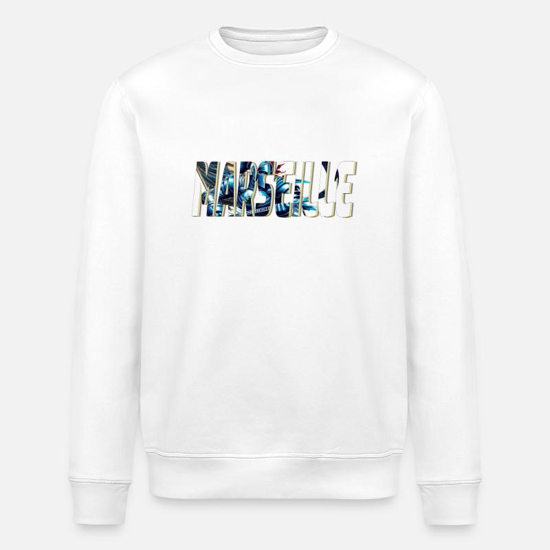 Marseille stylized comic book design - Stanley/Stella ROLLER Unisex Organic Sweatshirt - white