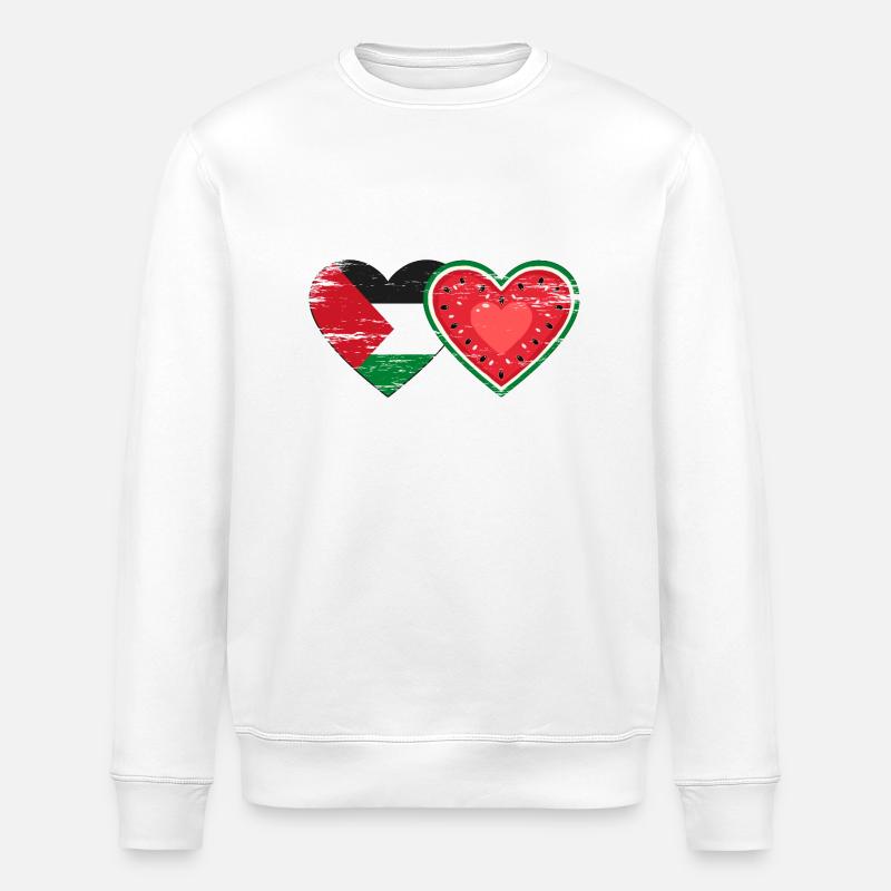 Palestine pastèque drapeau coeur utilisé - Sweat bio ROLLER Stanley/Stella Unisexe - blanc