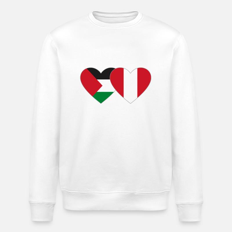 Palestine Pérou Drapeau Coeur - Sweat bio ROLLER Stanley/Stella Unisexe - blanc