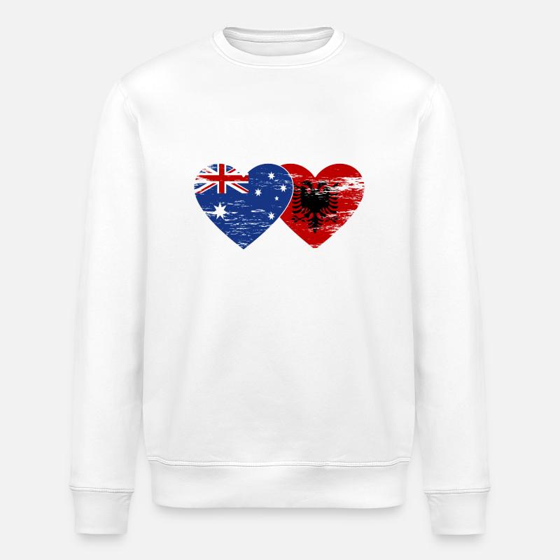 Australie Albanie drapeau coeur utilisé - Sweat bio ROLLER Stanley/Stella Unisexe - blanc