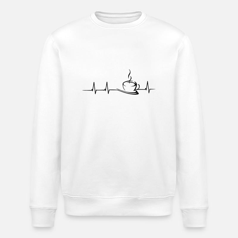 Kaffee Herzschlag - Stanley/Stella Unisex Bio-Sweatshirt ROLLER - Weiß