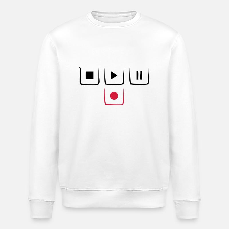 play pause stop rec - Stanley/Stella ROLLER Unisex Organic Sweatshirt - white