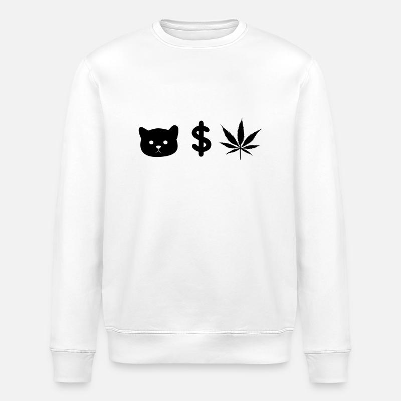 CHAT ARGENT MAUVAISES HERBES - Sweat bio ROLLER Stanley/Stella Unisexe - blanc