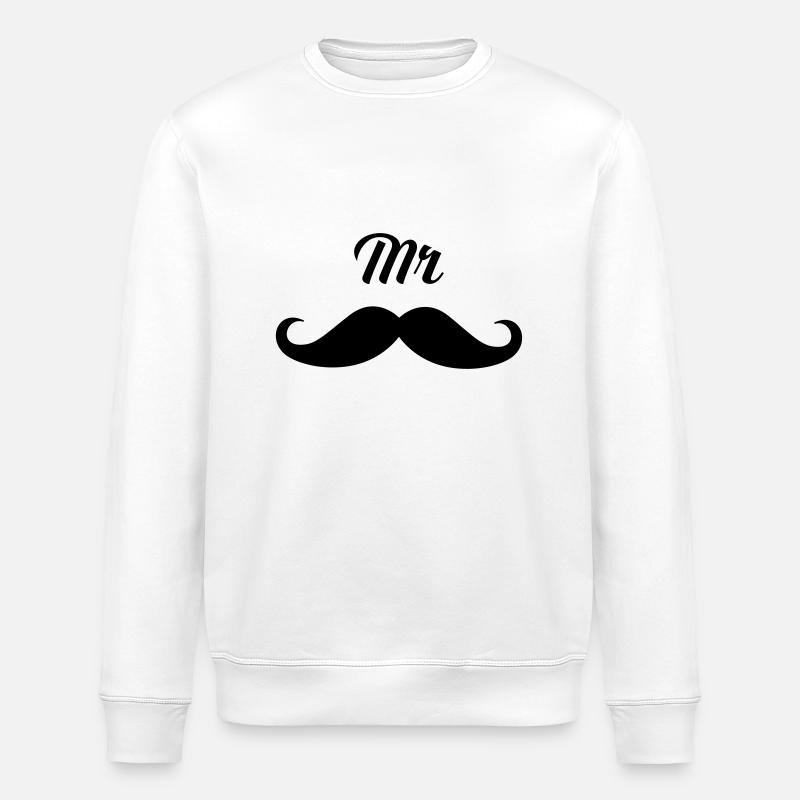 Mr - Moustache Part 1) - Stanley/Stella ROLLER Unisex Organic Sweatshirt - white