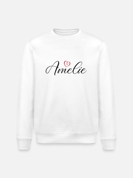 Amelie Name Heart - Stanley/Stella ROLLER Unisex Organic Sweatshirt - white