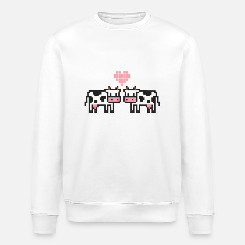 Vache Pixel Amour - Sweat bio ROLLER Stanley/Stella Unisexe - blanc