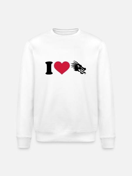 I love dragons - Stanley/Stella ROLLER Unisex Organic Sweatshirt - white