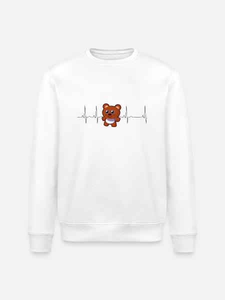 Teddybär Herzschlag - Stanley/Stella Unisex Bio-Sweatshirt ROLLER - Weiß
