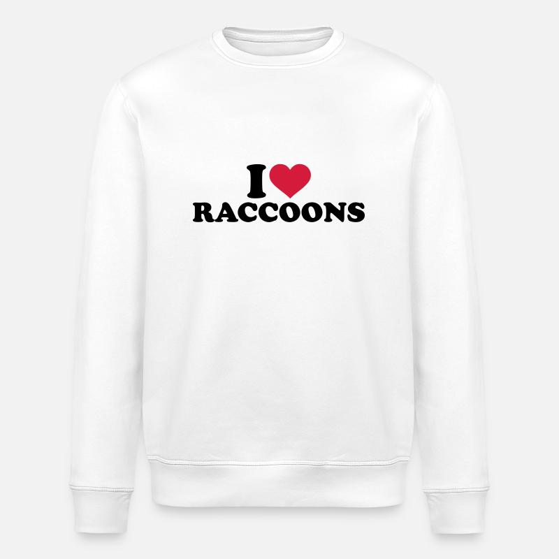 I love Raccoon - Stanley/Stella ROLLER Unisex Organic Sweatshirt - white