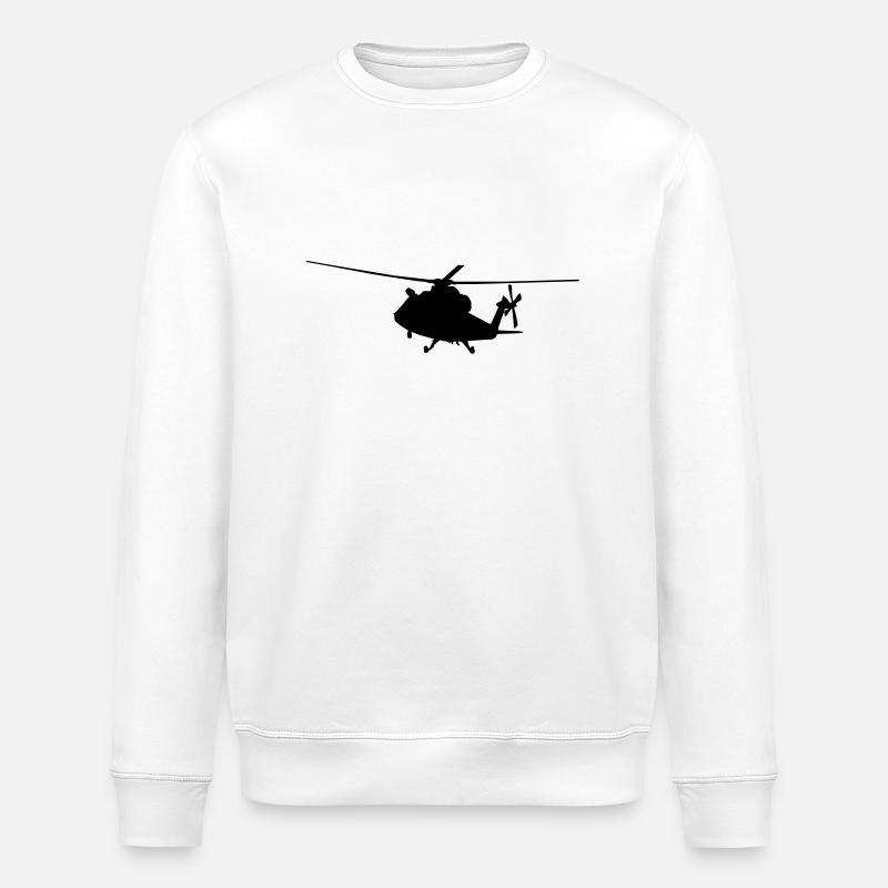 helikopter silhouette - Stanley/Stella Unisex Bio-Sweatshirt ROLLER - Weiß