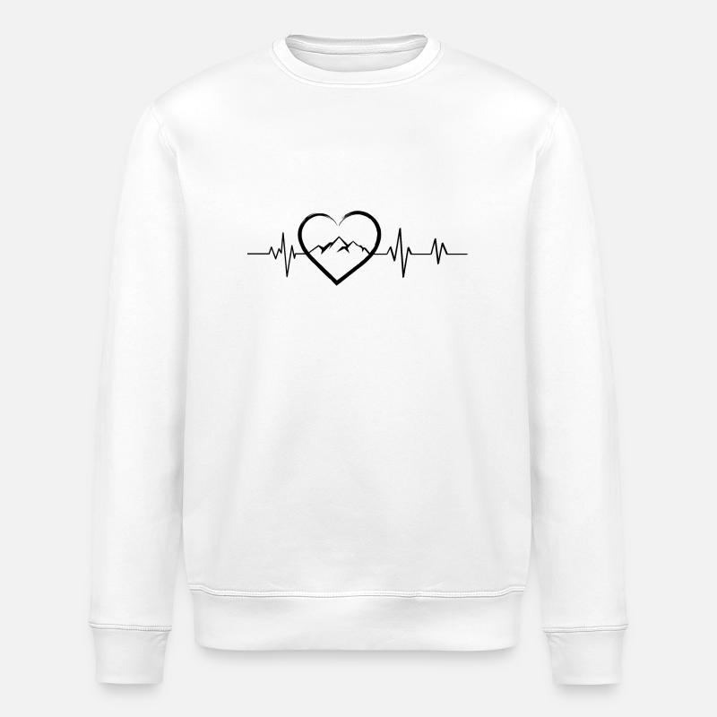 Herzschlag Berg - Stanley/Stella Unisex Bio-Sweatshirt ROLLER - Weiß