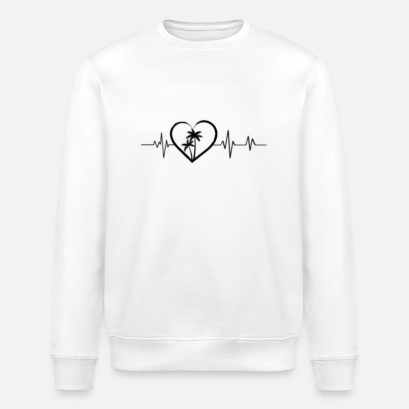 Herzschlag Palmen - Stanley/Stella Unisex Bio-Sweatshirt ROLLER - Weiß