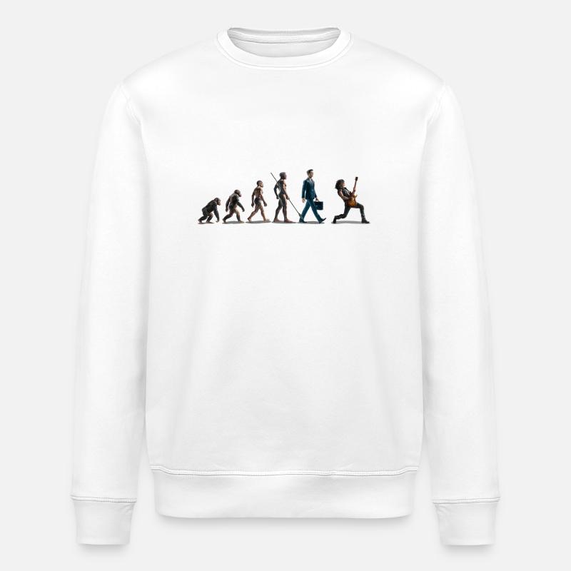 Evolution Guitar Player - Stanley/Stella ROLLER Unisex Organic Sweatshirt - white