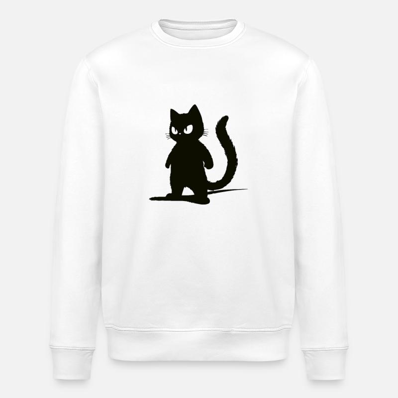 Chat noir - Silhouette Design - Sweat bio ROLLER Stanley/Stella Unisexe - blanc