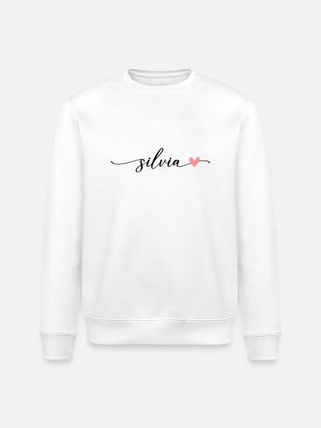Silvia Nome Calligrafia Font - Felpa ecologica unisex ROLLER di Stanley/Stella - bianco