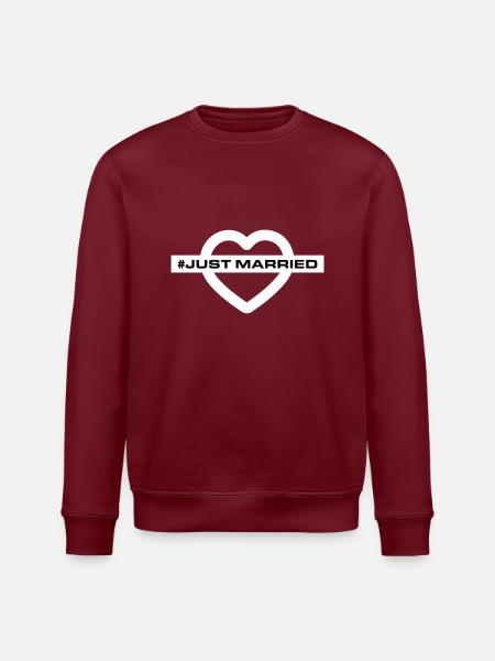 Just Married Wedding Heart - Stanley/Stella ROLLER Unisex Organic Sweatshirt - white