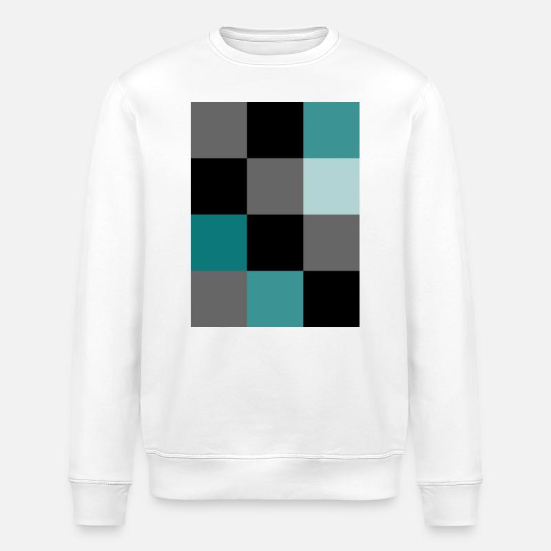 Teal Pixel - Stanley/Stella ROLLER Unisex Organic Sweatshirt - white