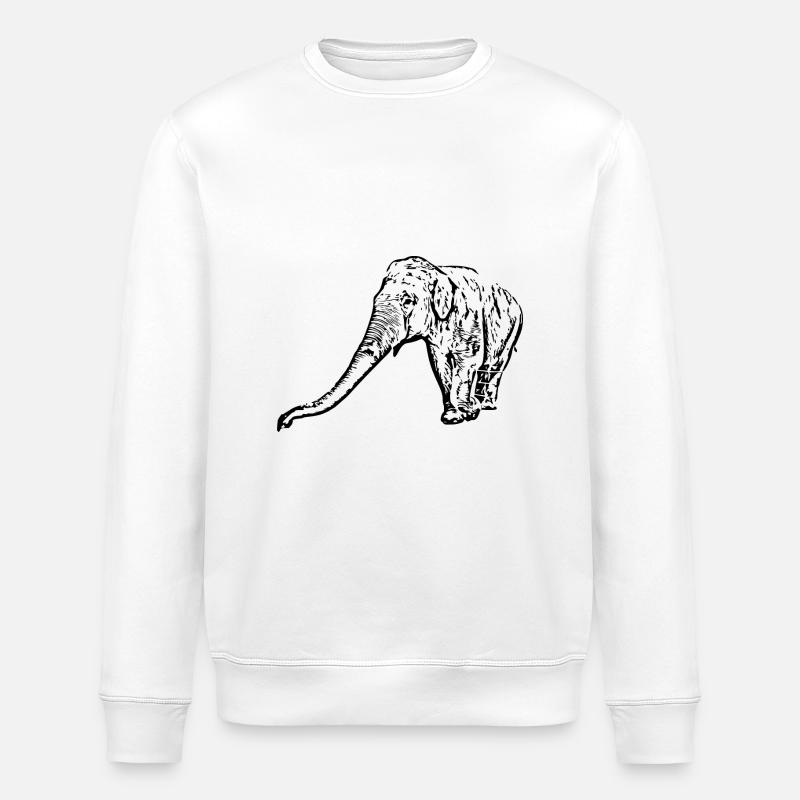 Elephant black - Stanley/Stella ROLLER Unisex Organic Sweatshirt - white