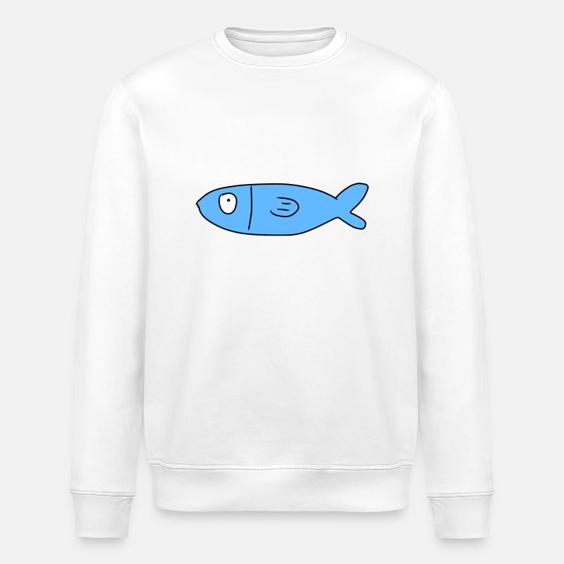 Fisch Symbol Tier blau - Stanley/Stella Unisex Bio-Sweatshirt ROLLER - Weiß