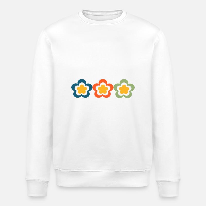 70s Flower Pattern - Stanley/Stella ROLLER Unisex Organic Sweatshirt - white