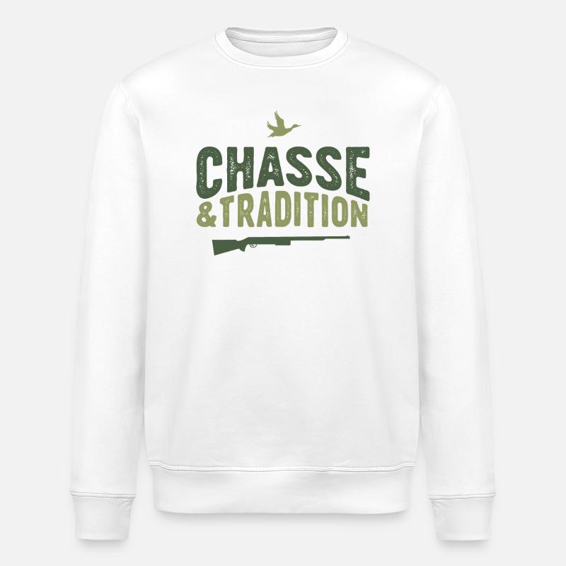Chasse & tradition - Sweat bio ROLLER Stanley/Stella Unisexe - blanc
