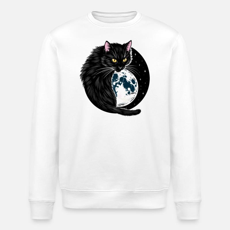 Schwarze Katze - Stanley/Stella Unisex Bio-Sweatshirt ROLLER - Weiß