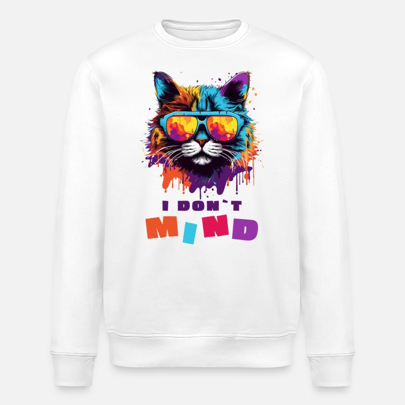 Cool Cat - I don`t mind - Stanley/Stella Unisex Bio-Sweatshirt ROLLER - Weiß