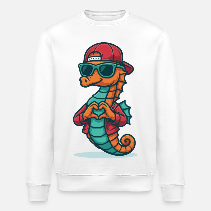 Herzreiter Seepferdchen - Stanley/Stella Unisex Bio-Sweatshirt ROLLER - Weiß