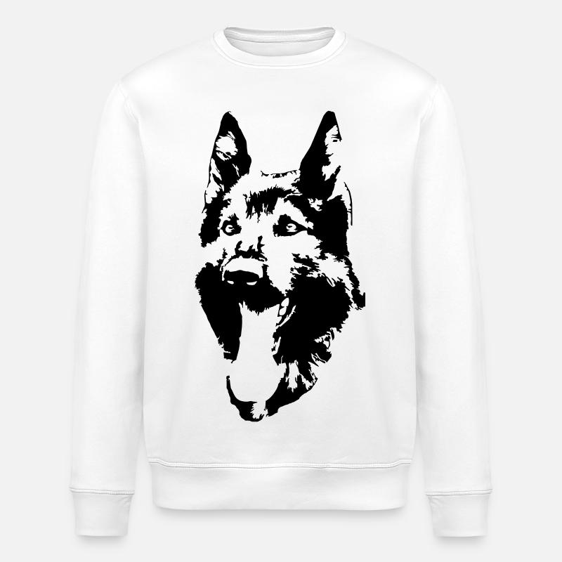 German Shepherd Head - Stanley/Stella ROLLER Unisex Organic Sweatshirt - white