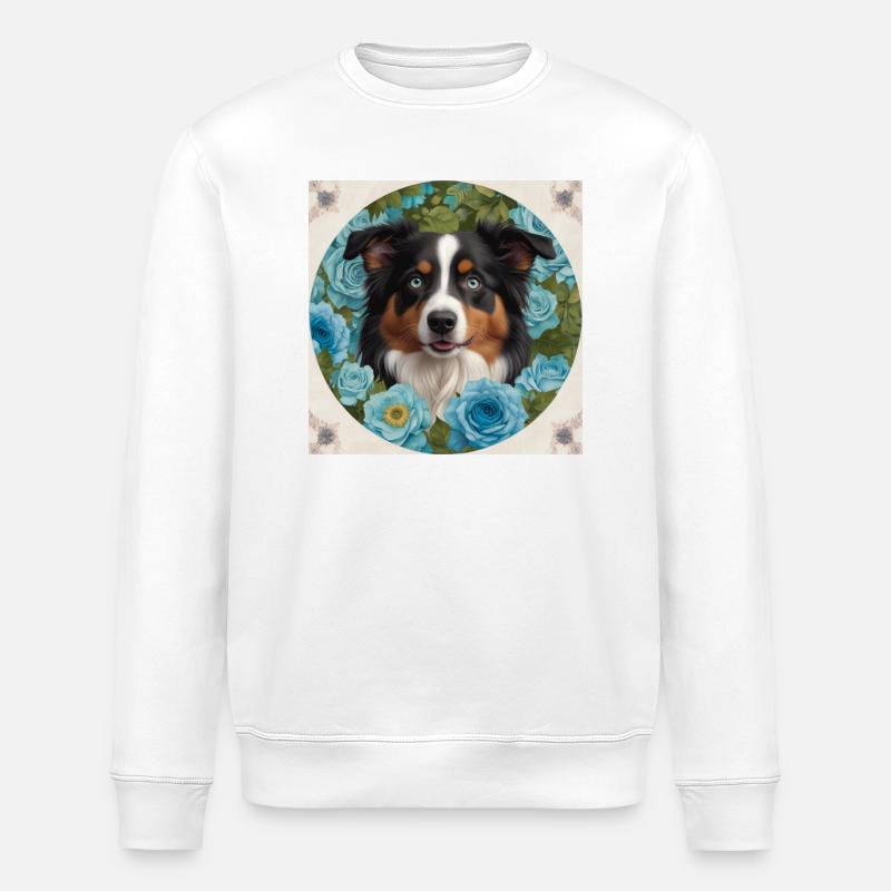 Blauäugiger Australian Shepherd - Stanley/Stella Unisex Bio-Sweatshirt ROLLER - Weiß