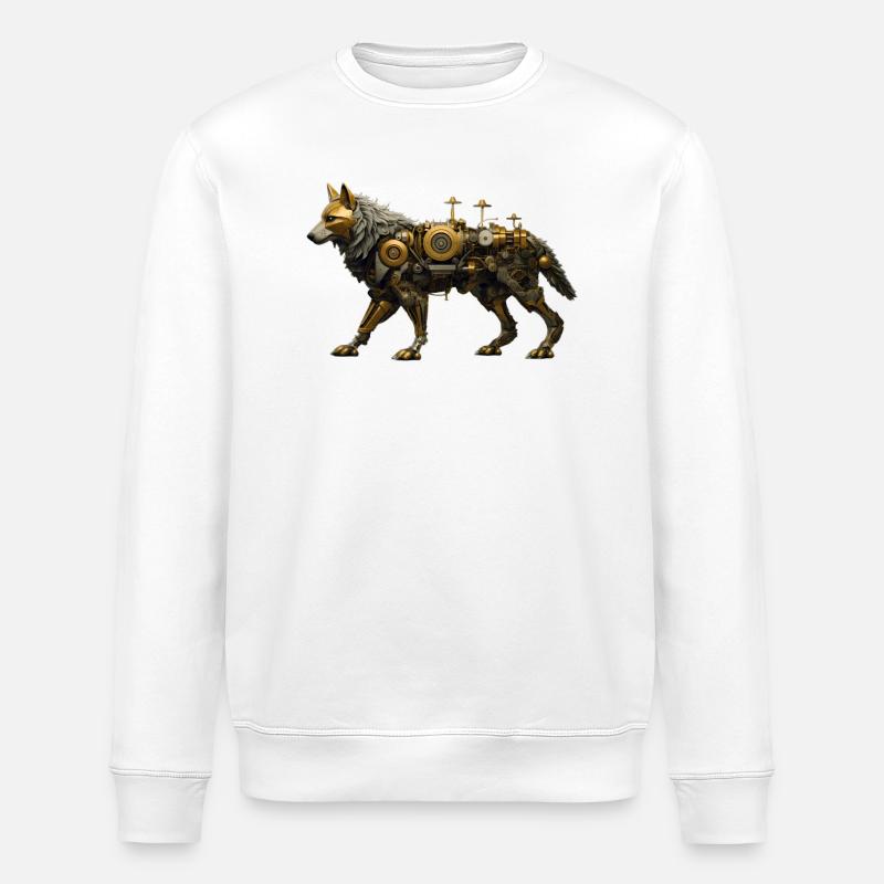 Steampunk Wolf - Stanley/Stella ROLLER Unisex Organic Sweatshirt - white
