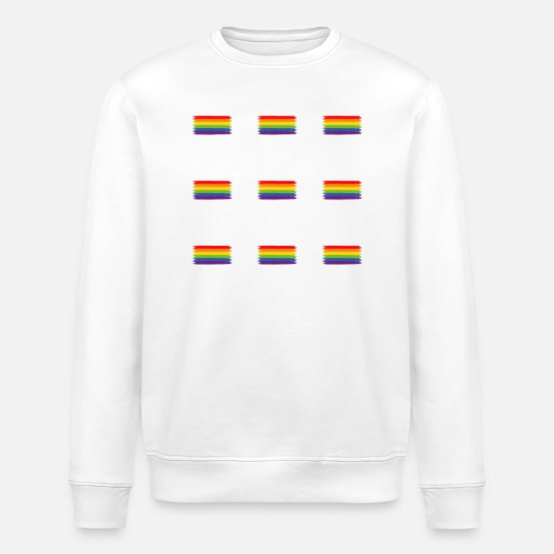 RAINBOW FLAG Pinselstriche Design - Stanley/Stella Unisex Bio-Sweatshirt ROLLER - Weiß