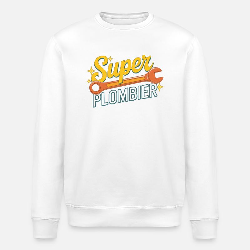 Super plombier - Sweat bio ROLLER Stanley/Stella Unisexe - blanc