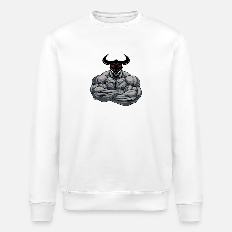 Bull Man - Stier Mann - Stanley/Stella Unisex Bio-Sweatshirt ROLLER - Weiß