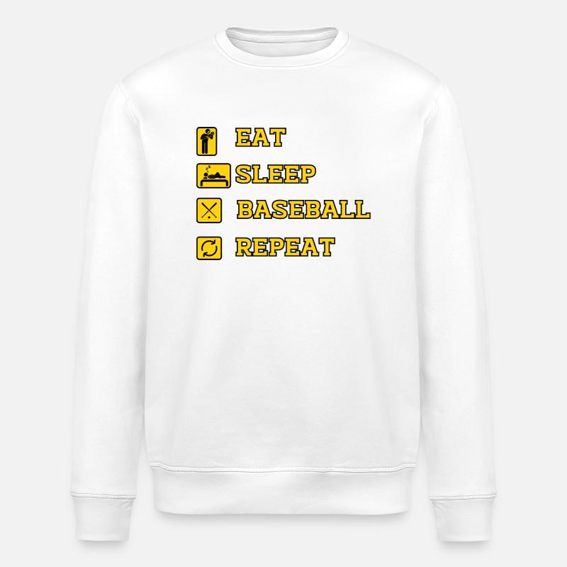 EAT SLEEP BASEBALL REPEAT - Stanley/Stella ROLLER Unisex Organic Sweatshirt - white