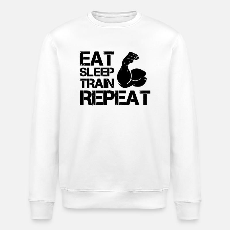 bizeps eat sleep train - Stanley/Stella Unisex Bio-Sweatshirt ROLLER - Weiß