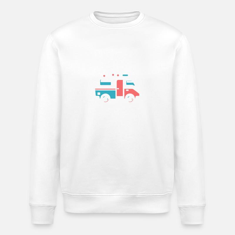 Ich wohne mobil Lustig Camping Geschenk Camper - Stanley/Stella Unisex Bio-Sweatshirt ROLLER - Weiß