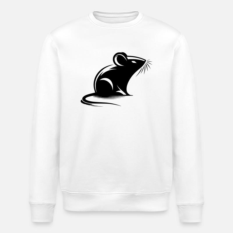 Mouse Drawing Tattoo Style - Stanley/Stella ROLLER Unisex Organic Sweatshirt - white