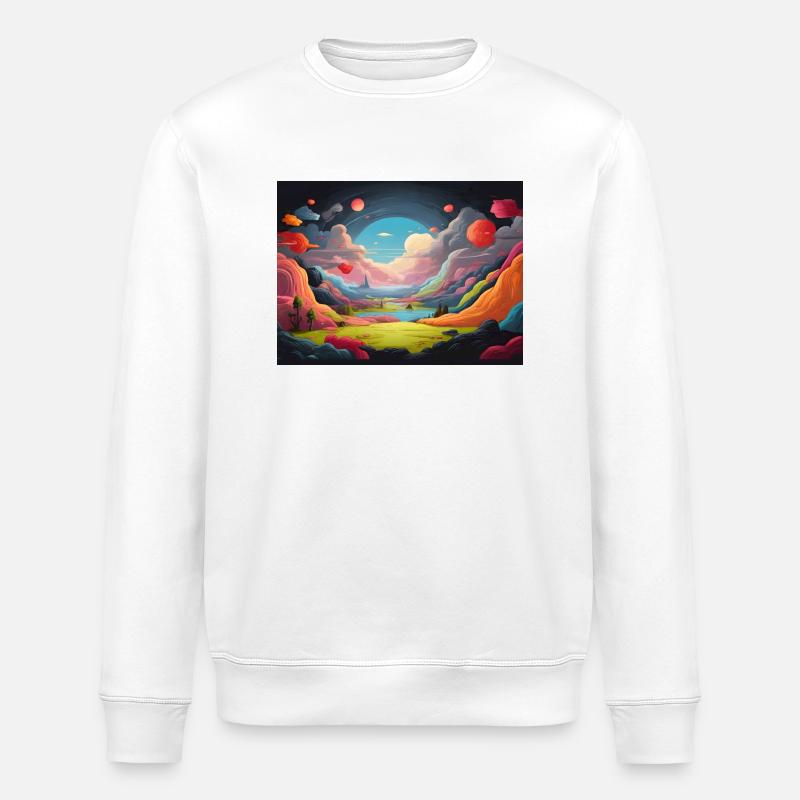 Bunte Landschaft - Stanley/Stella Unisex Bio-Sweatshirt ROLLER - Weiß