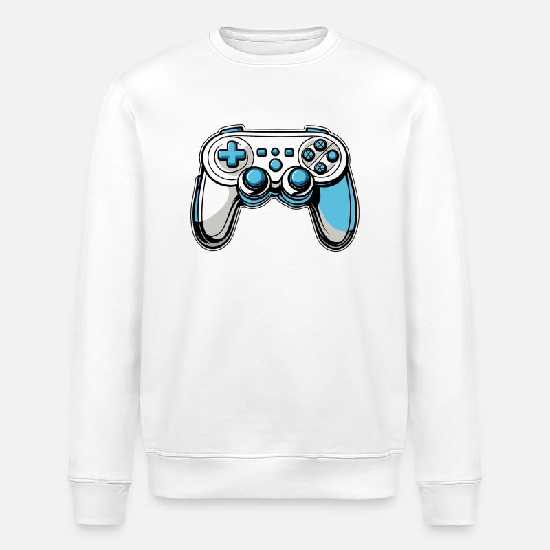 Controller Blue Illustration - Stanley/Stella ROLLER Unisex Organic Sweatshirt - white