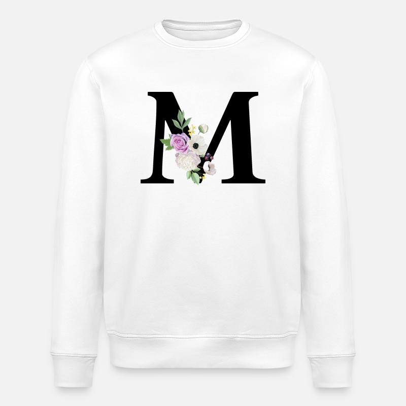 Lila Blumenbuchstabe m - Stanley/Stella Unisex Bio-Sweatshirt ROLLER - Weiß