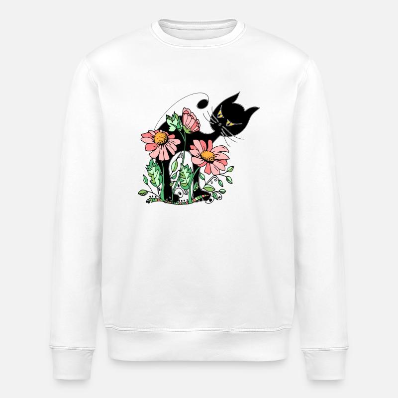 Katze - Stanley/Stella Unisex Bio-Sweatshirt ROLLER - Weiß