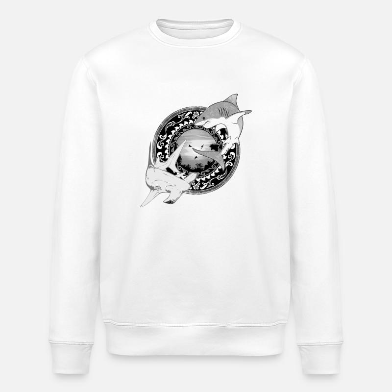 Requin-marteau Grand Requin blanc hawaïen - Sweat bio ROLLER Stanley/Stella Unisexe - blanc