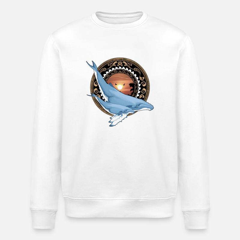 Buckelwal Hawaiianisch - Stanley/Stella Unisex Bio-Sweatshirt ROLLER - Weiß