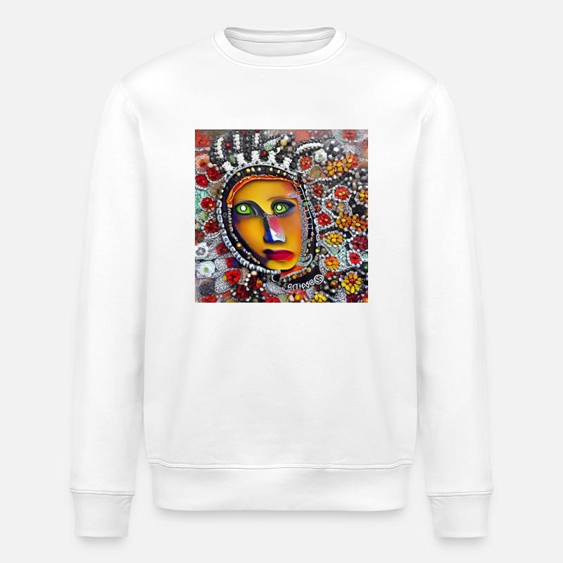Abstract face - Stanley/Stella ROLLER Unisex Organic Sweatshirt - white