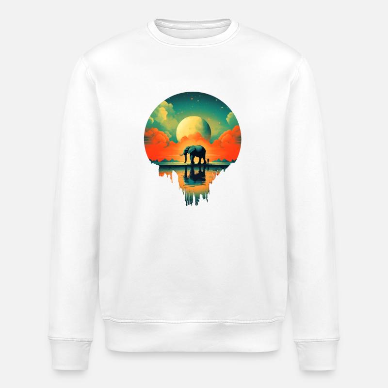 Elefant zieht umher - Stanley/Stella Unisex Bio-Sweatshirt ROLLER - Weiß