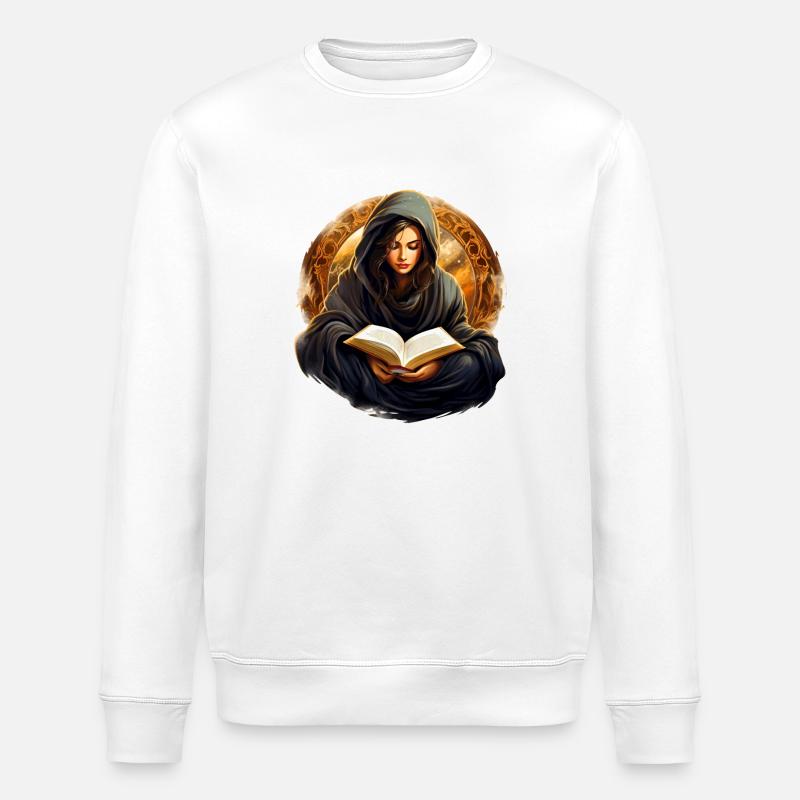 Reading with a cuddly blanket - Stanley/Stella ROLLER Unisex Organic Sweatshirt - white