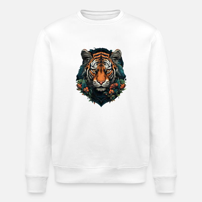 Der Tiger lauert - Stanley/Stella Unisex Bio-Sweatshirt ROLLER - Weiß