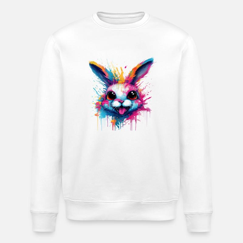 bunter Hase - Stanley/Stella Unisex Bio-Sweatshirt ROLLER - Weiß