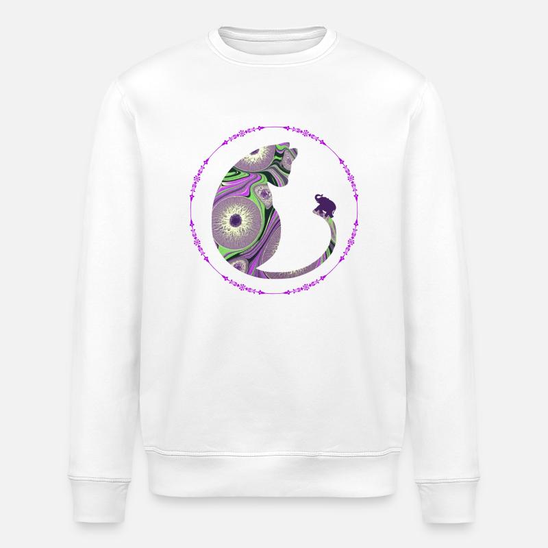 Cat with Elephant E 239 - Stanley/Stella ROLLER Unisex Organic Sweatshirt - white